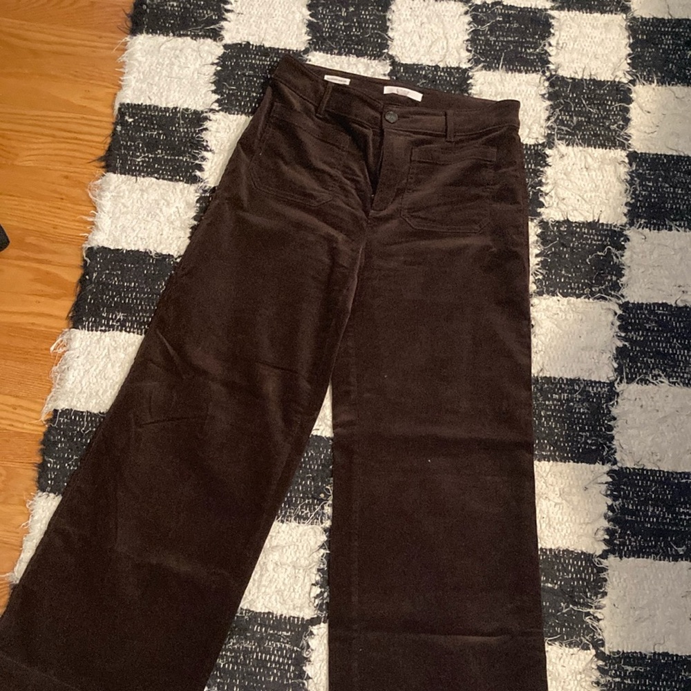 The LOFT Palmer Wide Leg Dark Brown Corduroy Trousers Size 6